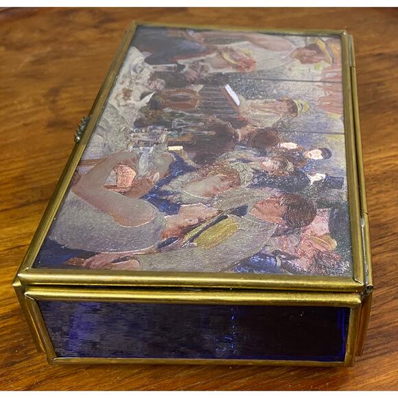 Vintage Enesco Glass Music Box " That's What Friends Are For" Sankyo Japan Works - Picture 2 of 12